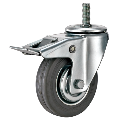 5 inch European Industrial Threaded Stem Swivel Castors with Gray Rubber Wheel