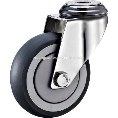 125mm Stainless Steel Bolt Hole Swivel TPR Caster wheel