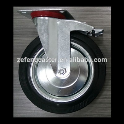 250mm industrial black rubber castor wheel