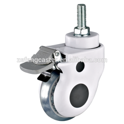 75mm Threaded Stem Medical Casters with Transparent PU Wheel