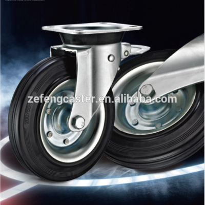 EN 840 Trash Bin Container Industrial Casters with Mold on Hard Rubber & PP Core Wheels