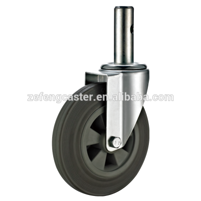 European industrial solid stem type swivel castor with grey rubber wheel