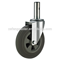 European industrial solid stem type swivel castor with grey rubber wheel