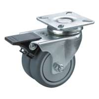 TPR twin-wheel caster with PP core, Ball bearing, Swivel TPR double wheel caster