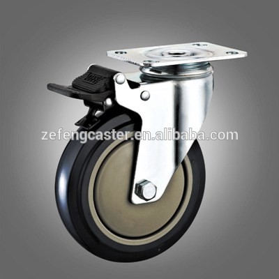 5 inch PU Medium Duty Locking Casters with Dual Nylon Pedals