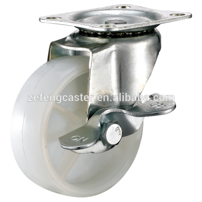 Light Duty Side Lock Brake Plate Caster with Small Polypropylene Caster Wheel