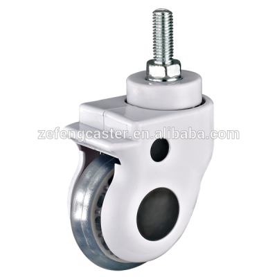 75mm Transparent PU Medical Swivel Casters with Threaded Stem