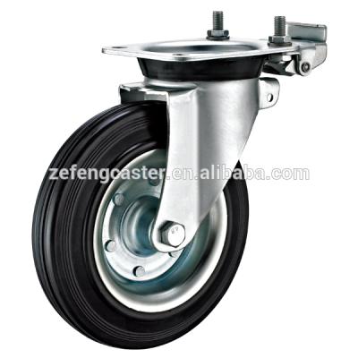 6 inch EN840 Waste Bin Mold on Rubber Casters with Directional lock brake