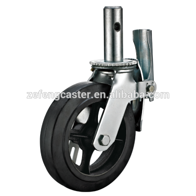 8 inch Solid Stem Black Rubber Scaffolding Casters Wheel