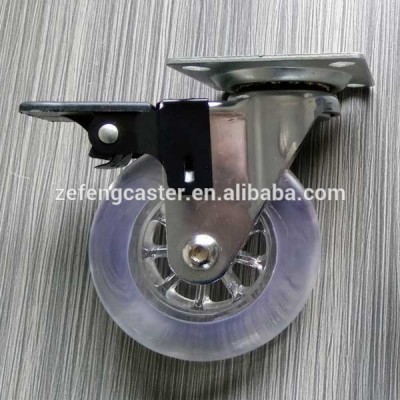 35mm to 100mm Chrome Plated Furniture Swivel Caster with Transparent PU wheel