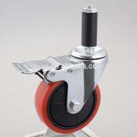 Medium duty 3/4/5 Incn Red polyurethane Swivel Expandable Stem casters