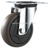 Swivel industrial artificial rubber casters with top plate