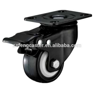 2 inches Light Duty PU Furniture Casters - Top plate with brake without bearing