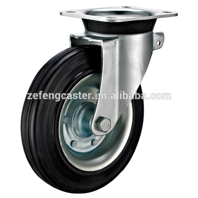 EN 840 Waste Bin Swivel Top Plate Caster with Rubber Castor Wheel