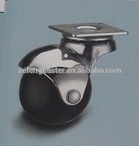 50mm Black Rubber Top Plate Furniture Ball Caster