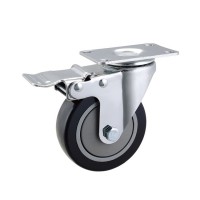 4 inch Gray PU Swivel Wheels Caster With Brake